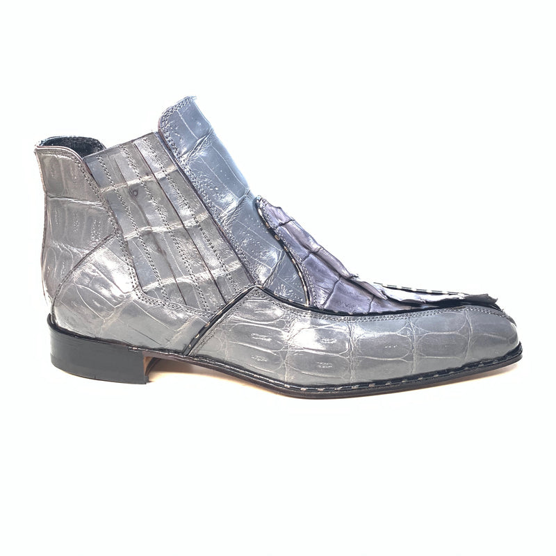 Mauri 4880 Grey Genuine Baby Crocodile / Hornback Tail Hand Painted Boots - Dudes Boutique