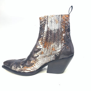 Jo Ghost Ladies Chrome Python Ankle Boots - Dudes Boutique