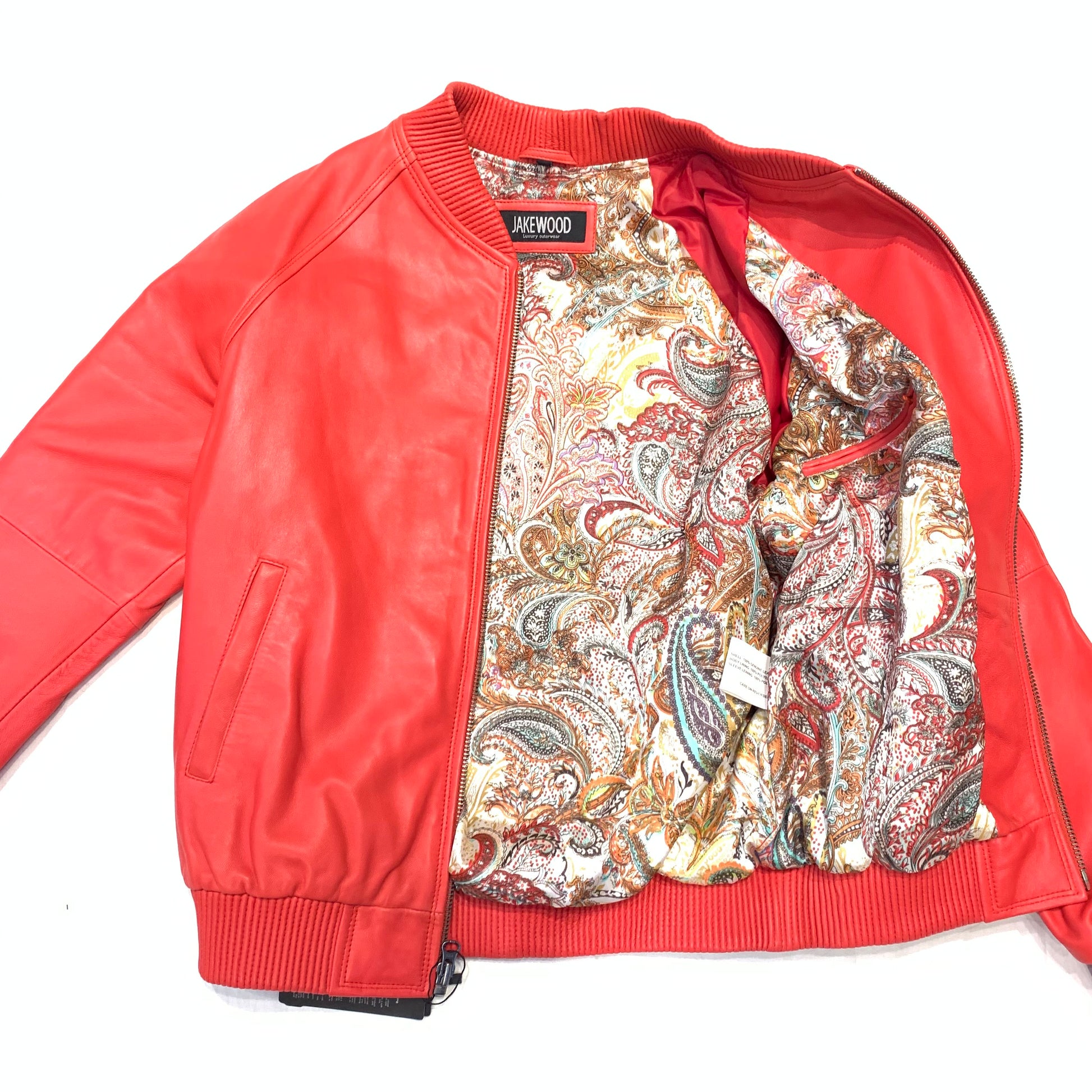 Kashani Red Naked Lambskin Bomber Jacket - Dudes Boutique