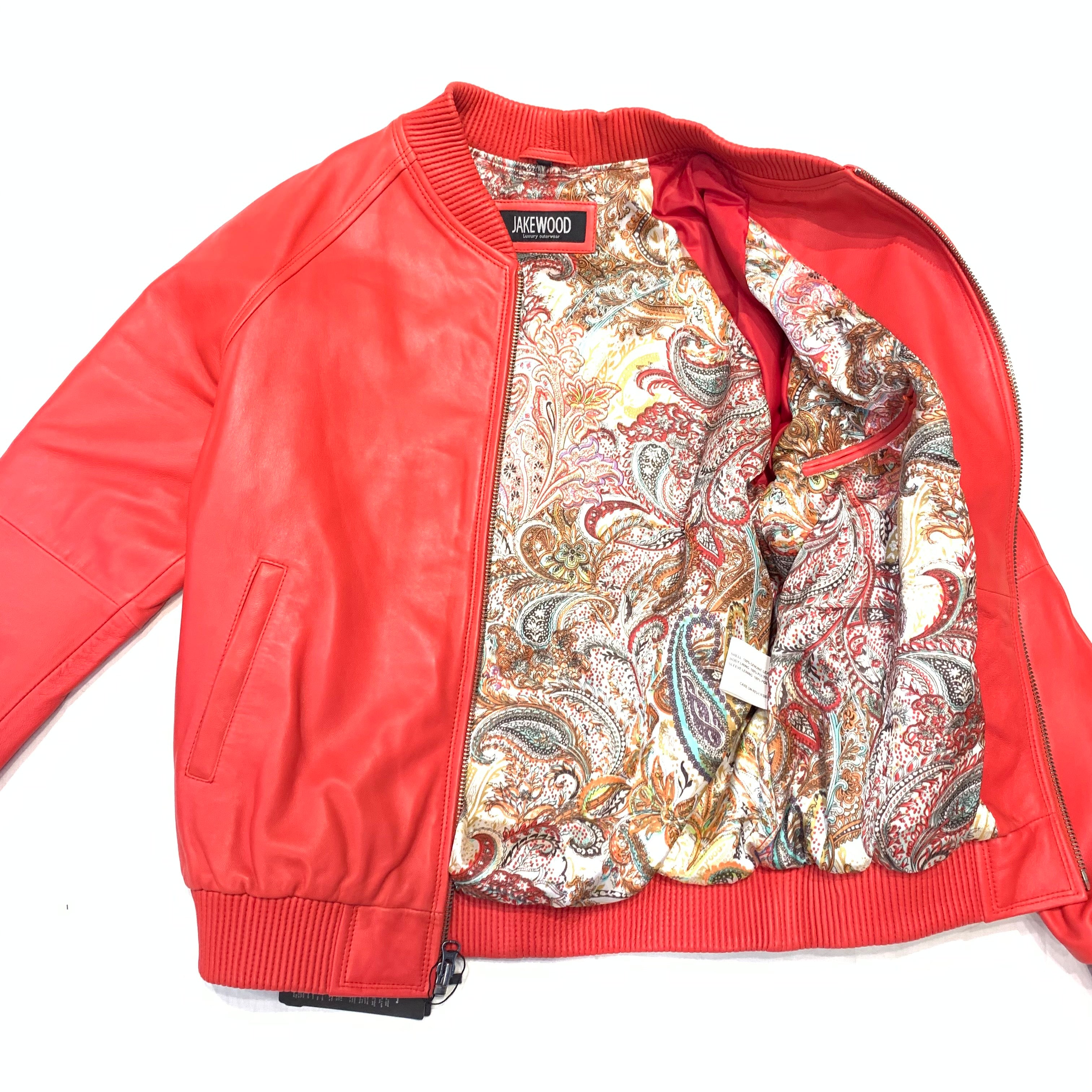 Kashani Red Naked Lambskin Bomber Jacket - Dudes Boutique