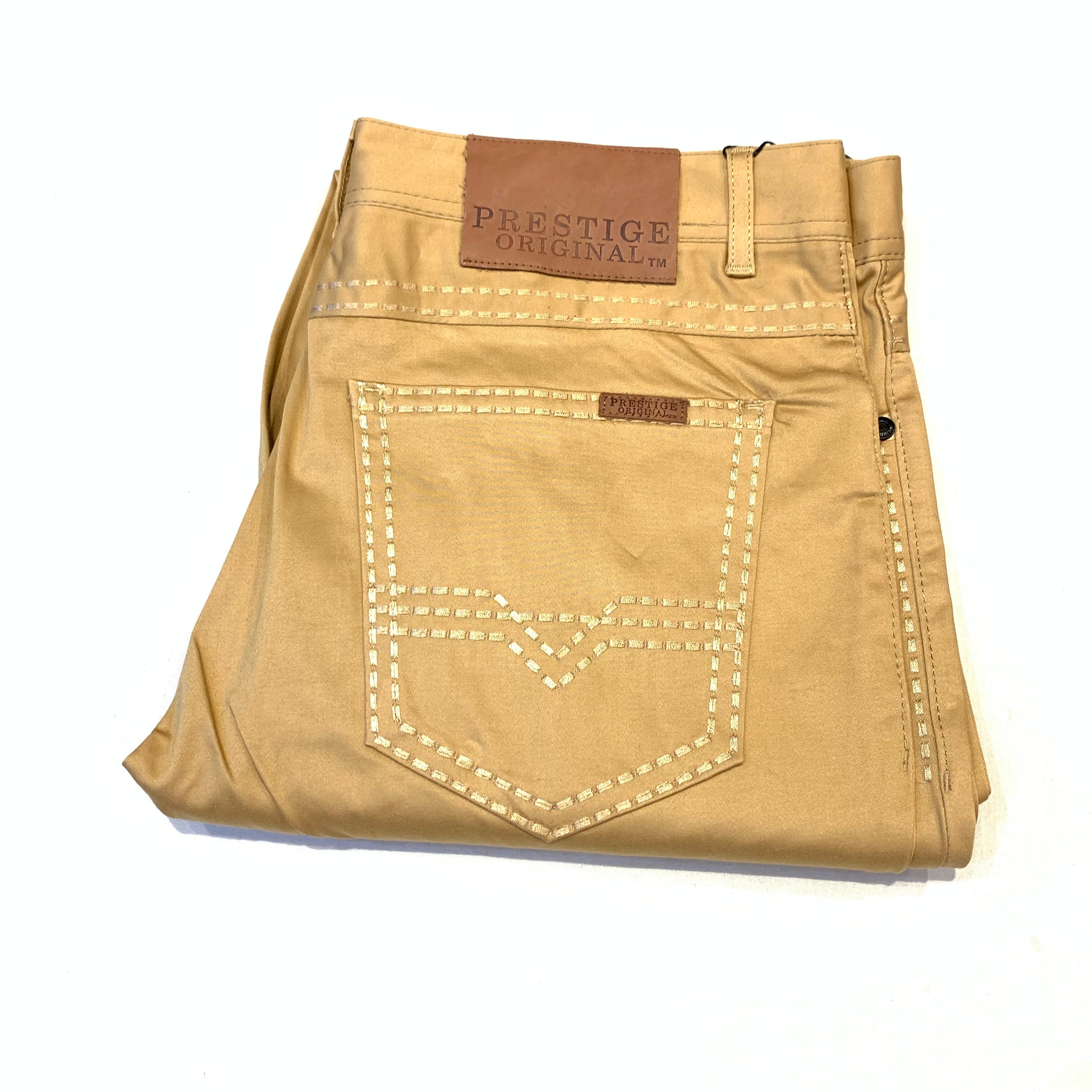 Prestige Latte Double Stitched High-end Pants - Dudes Boutique