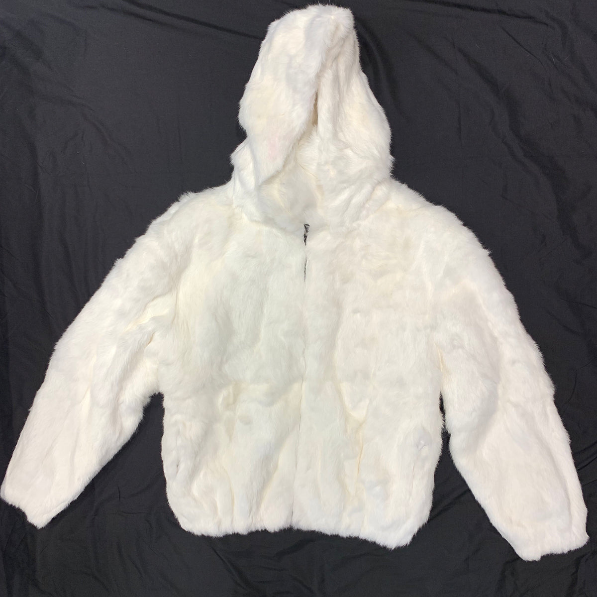 Kashani White Rabbit Fur Hooded Bomber Jacket - Dudes Boutique
