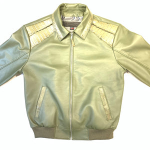 Kashani Olive Alligator Bomber Jacket - Dudes Boutique