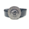 Barabas "Lion Guard" Shiny Black/Shiny Black Patent Adjustable Luxury Leather Dress Belt - Dudes Boutique