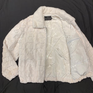 Kashani White Diamond Cut Mink Bomber Jacket - Dudes Boutique