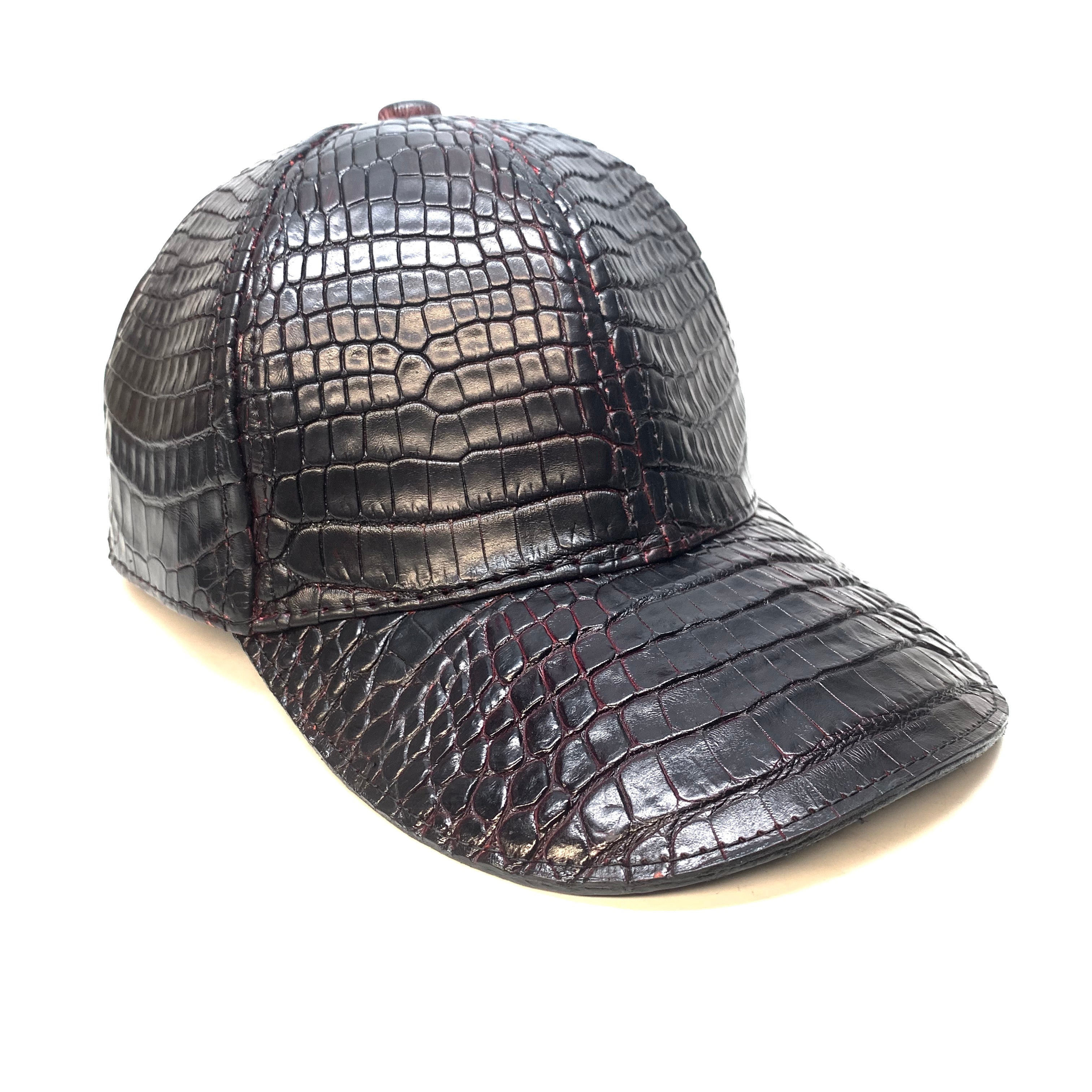 Black Cherry All Over Alligator body Strap-back Hat - Dudes Boutique