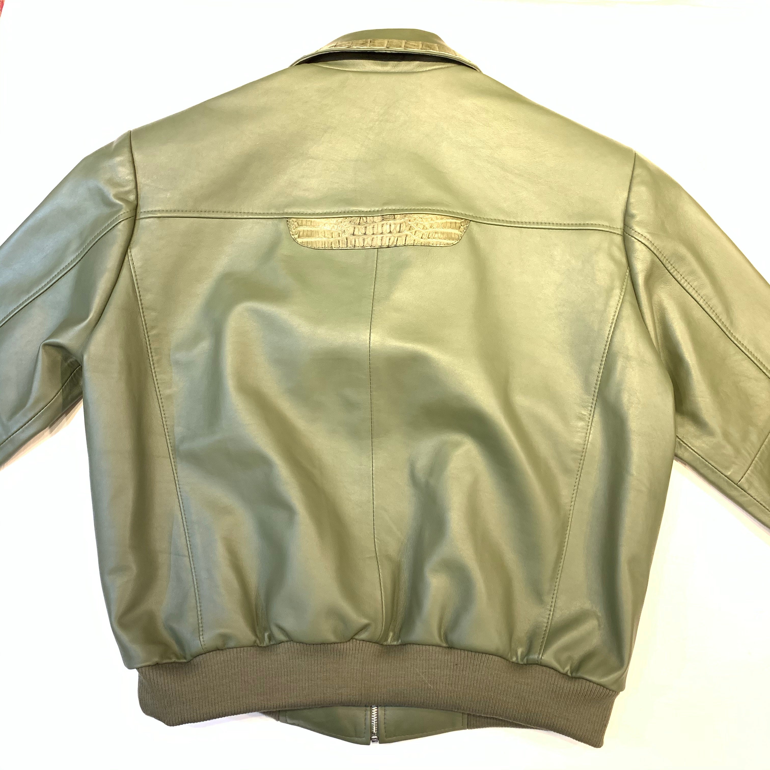 Kashani Olive Alligator Bomber Jacket - Dudes Boutique