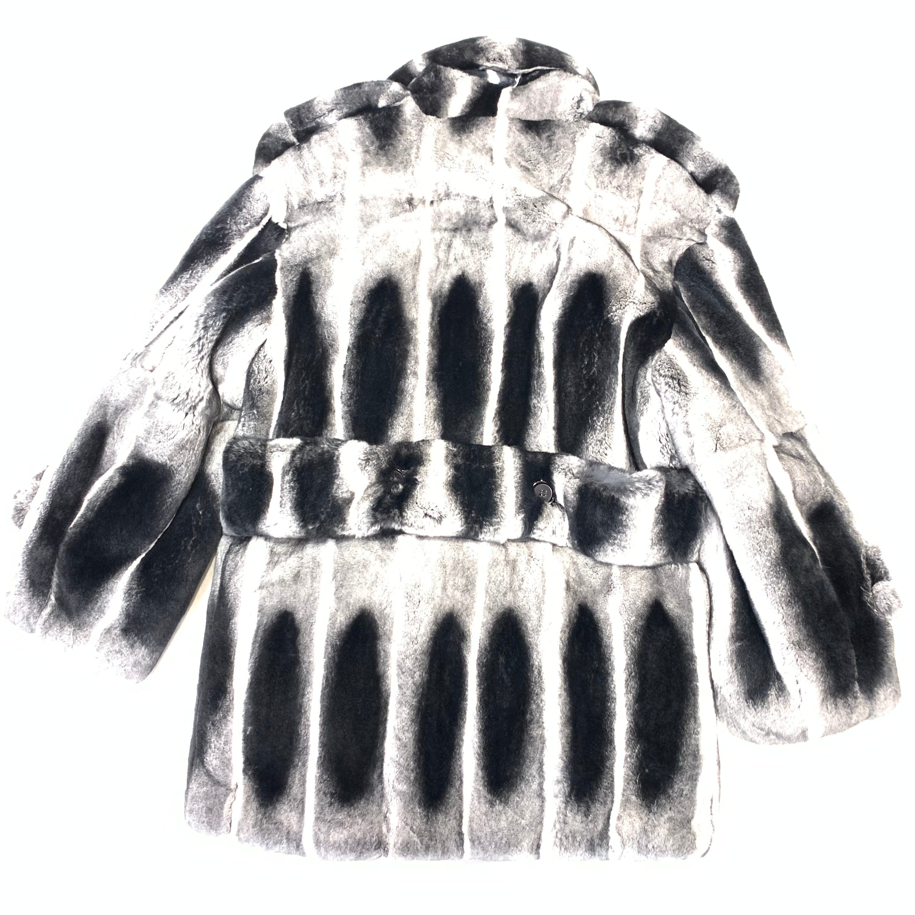 Kashani Double Breasted  Rex Chinchilla 3/4 Fur Coat - Dudes Boutique