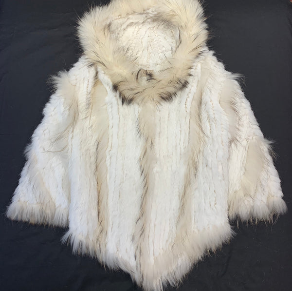Jayley Cream Fox & Coney Fur Hooded Poncho - Dudes Boutique