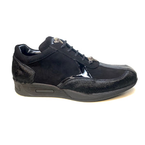 Mauri M791 Black Pony Suede Alligator Sneakers - Dudes Boutique