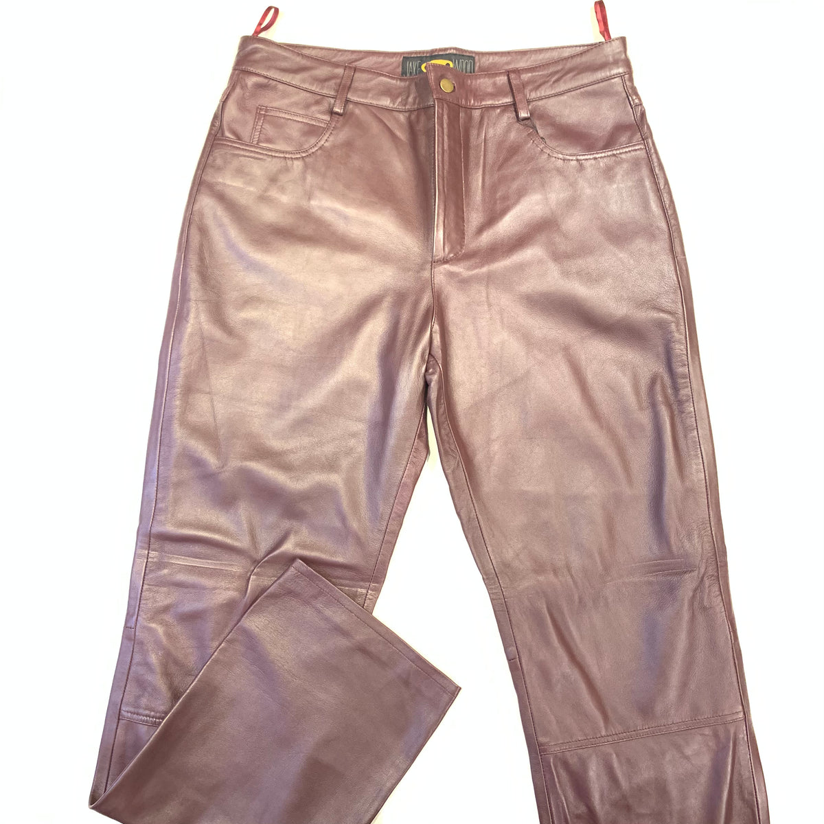 Kashani Men's Burgundy Lambskin Straight Cut Leather Pants - Dudes Boutique