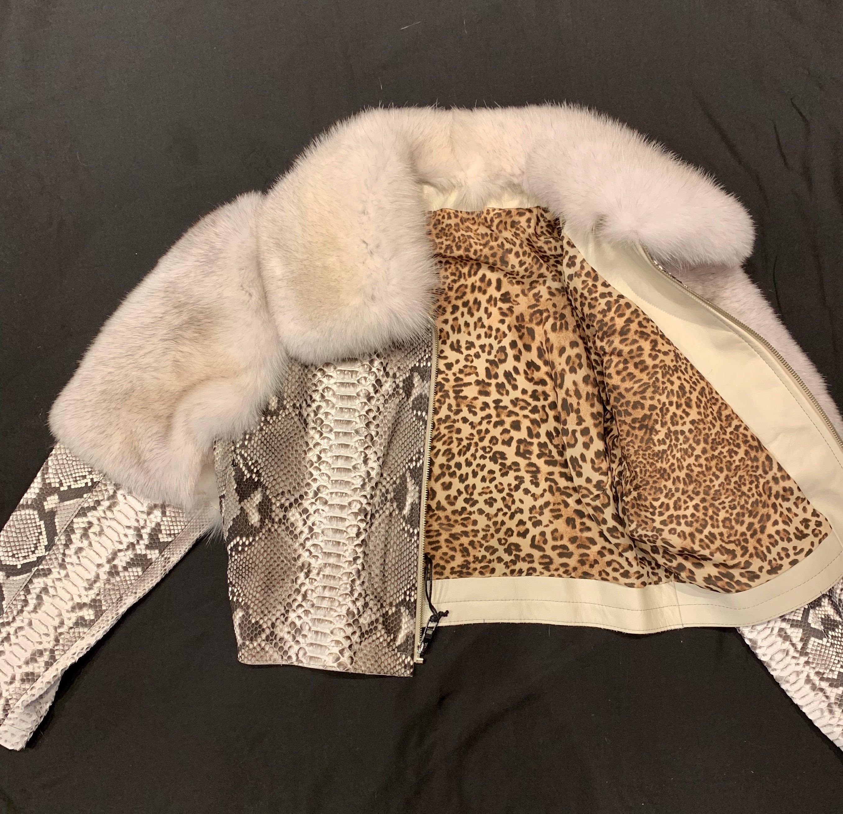 Kashani Ladies Arctic Fox White Python Jacket - Dudes Boutique