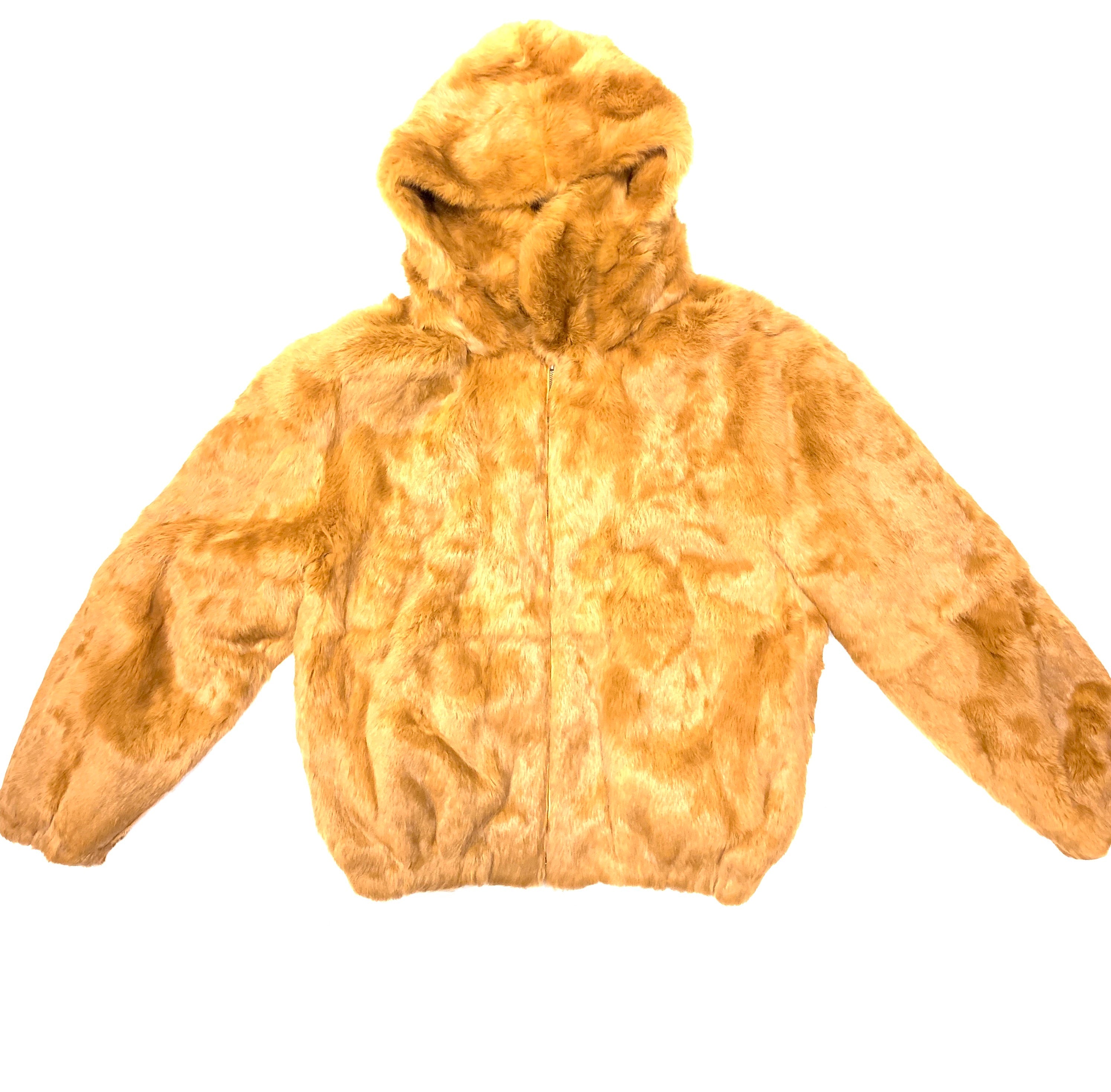 Kashani Men’s Whisky Rabbit Fur Hooded Bomber Jacket - Dudes Boutique