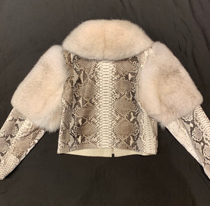 Kashani Ladies Arctic Fox White Python Jacket - Dudes Boutique