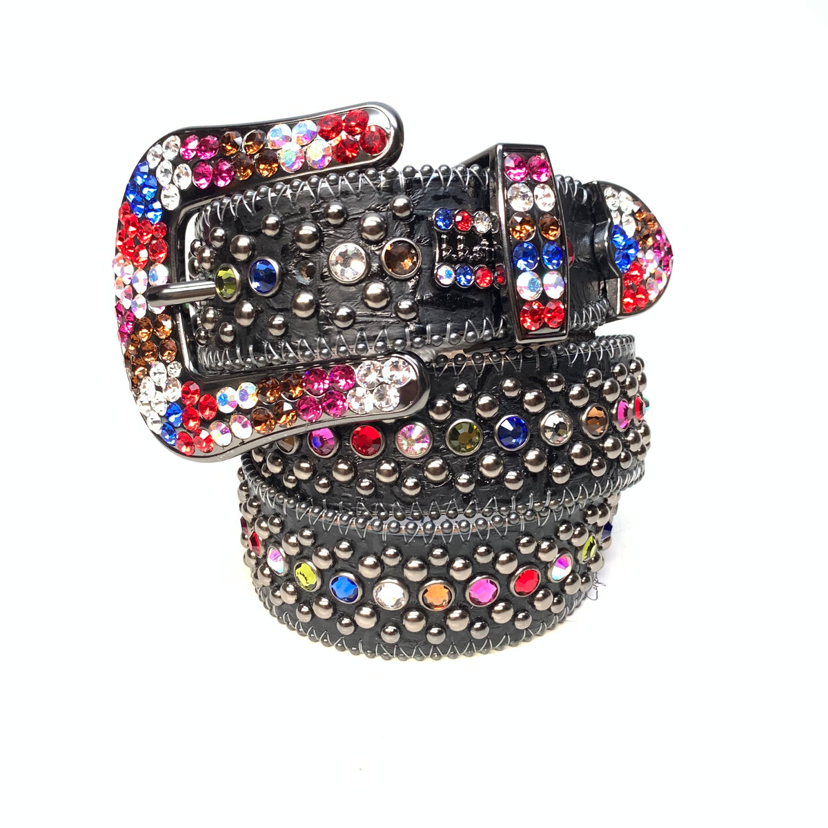 b.b. Simon Multicolored Fully Loaded Crystal Belt - Dudes Boutique