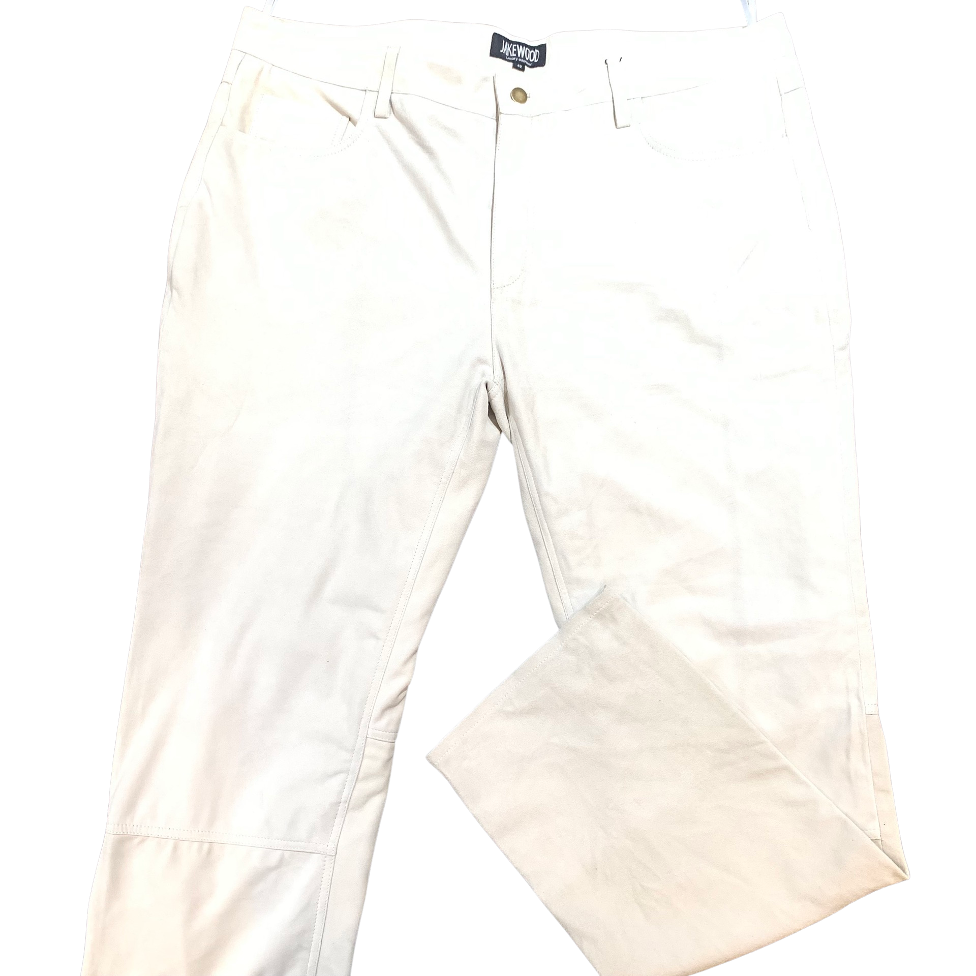 Kashani Men's White Suede Straight Cut Pants - Dudes Boutique