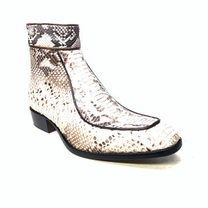 Jo Ghost Natural Python Zipper Ankle Boots - Dudes Boutique