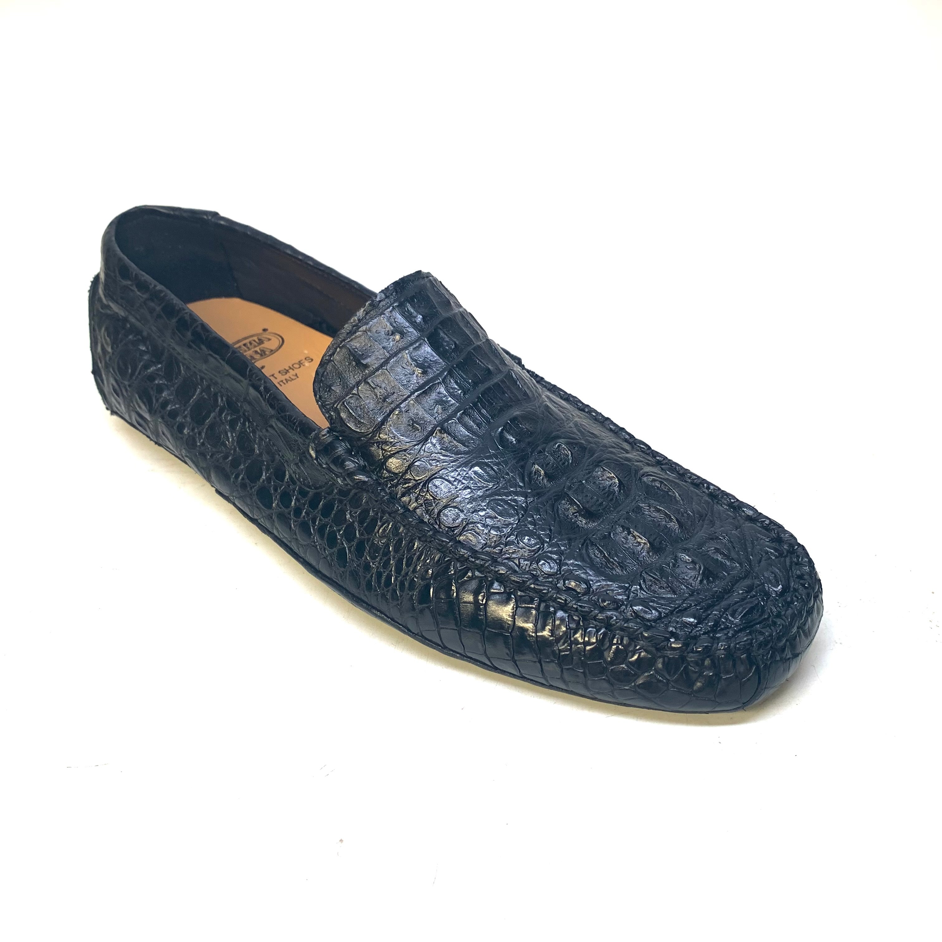 Calzoleria Toscana Black Hornback Crocodile Loafers - Dudes Boutique