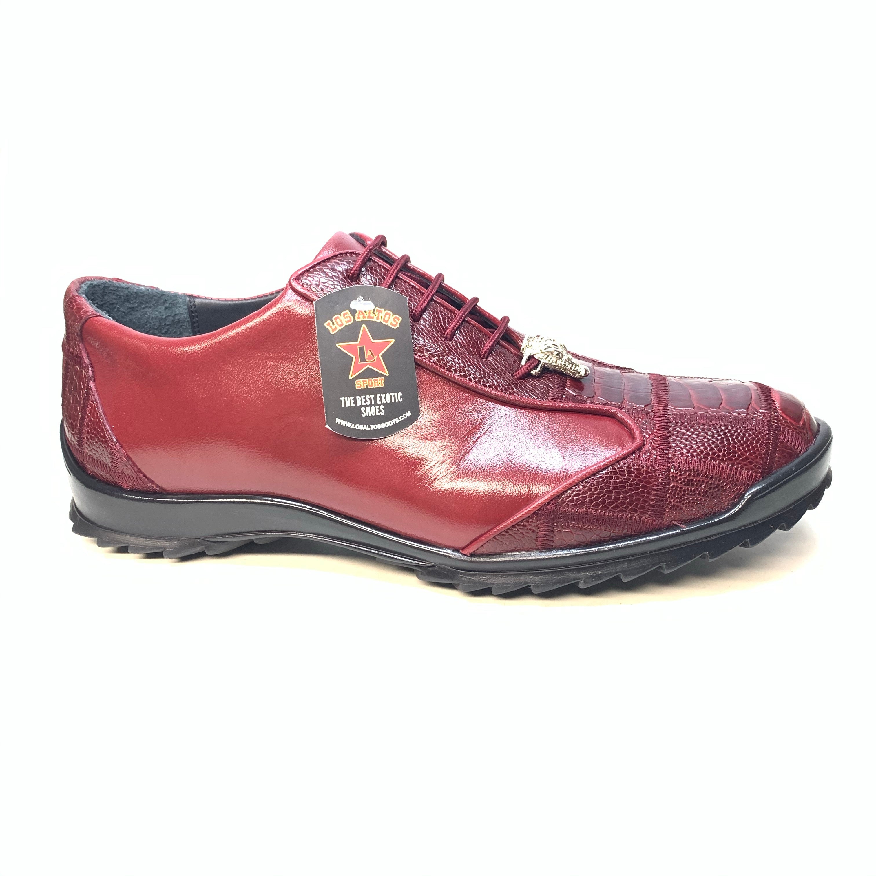 Los Altos Wine Red Ostrich Leg Lace Up Sneakers - Dudes Boutique