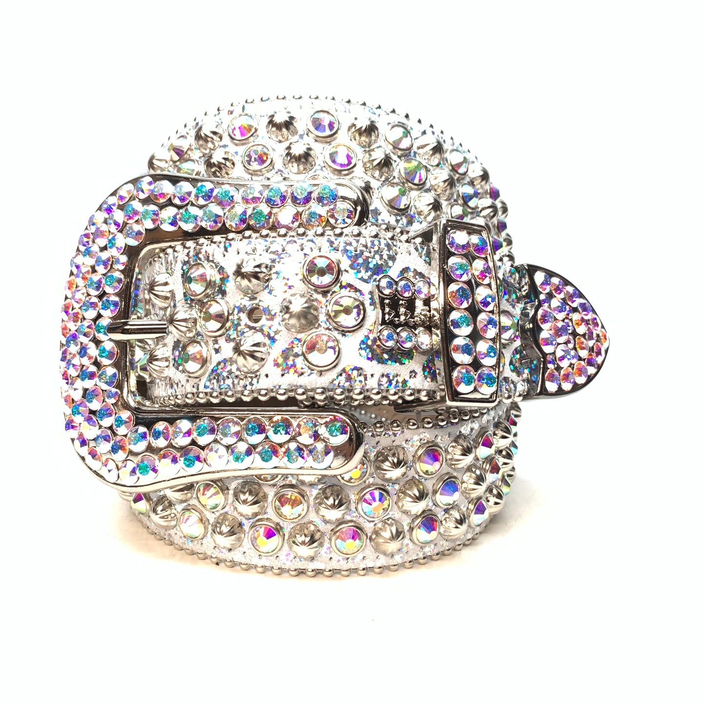 b.b. Simon 'Chrome Milk' Studded Crystal Belt - Dudes Boutique