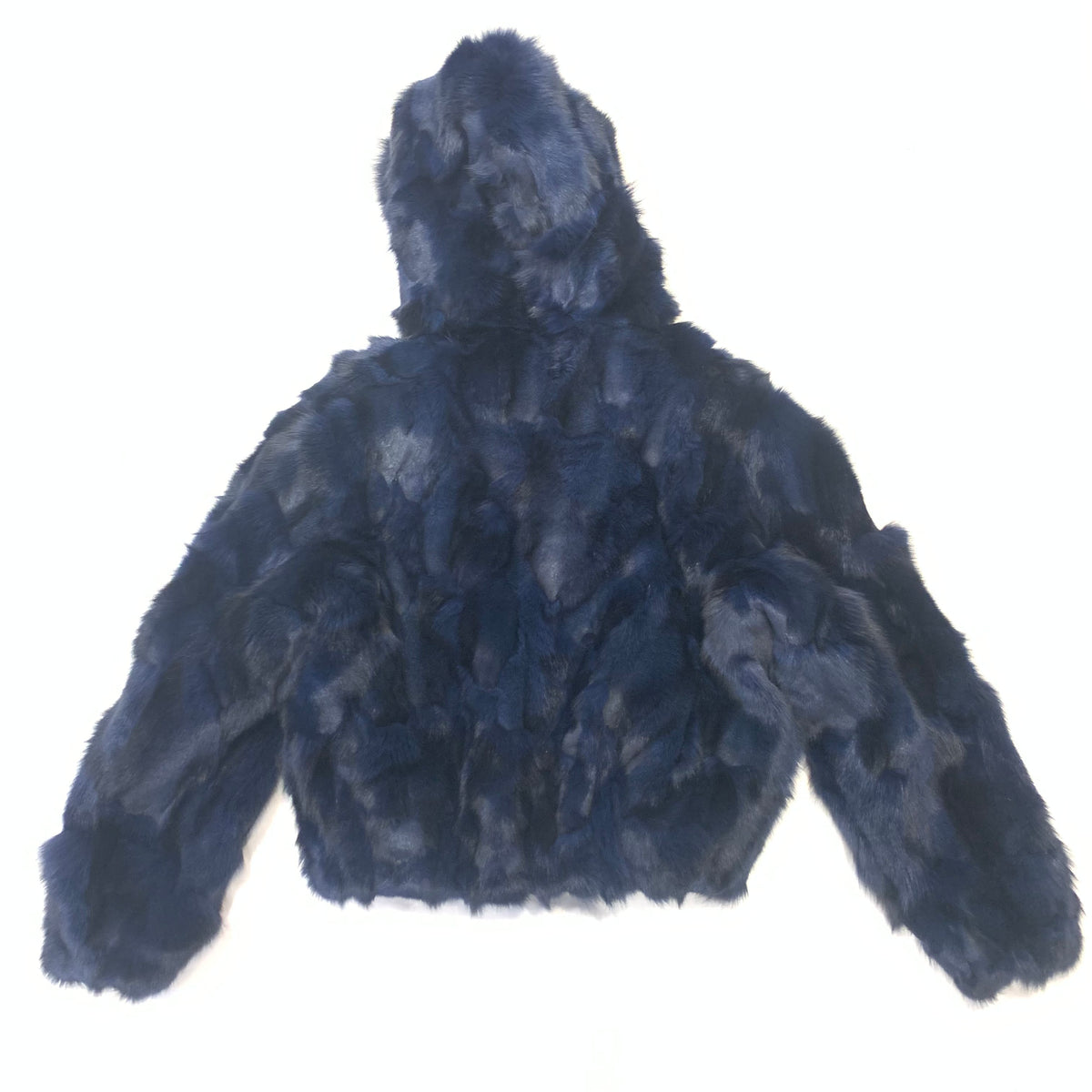 Kashani Women's Navy Blue Full Fox Fur Hooded Bomber Coat - Dudes Boutique