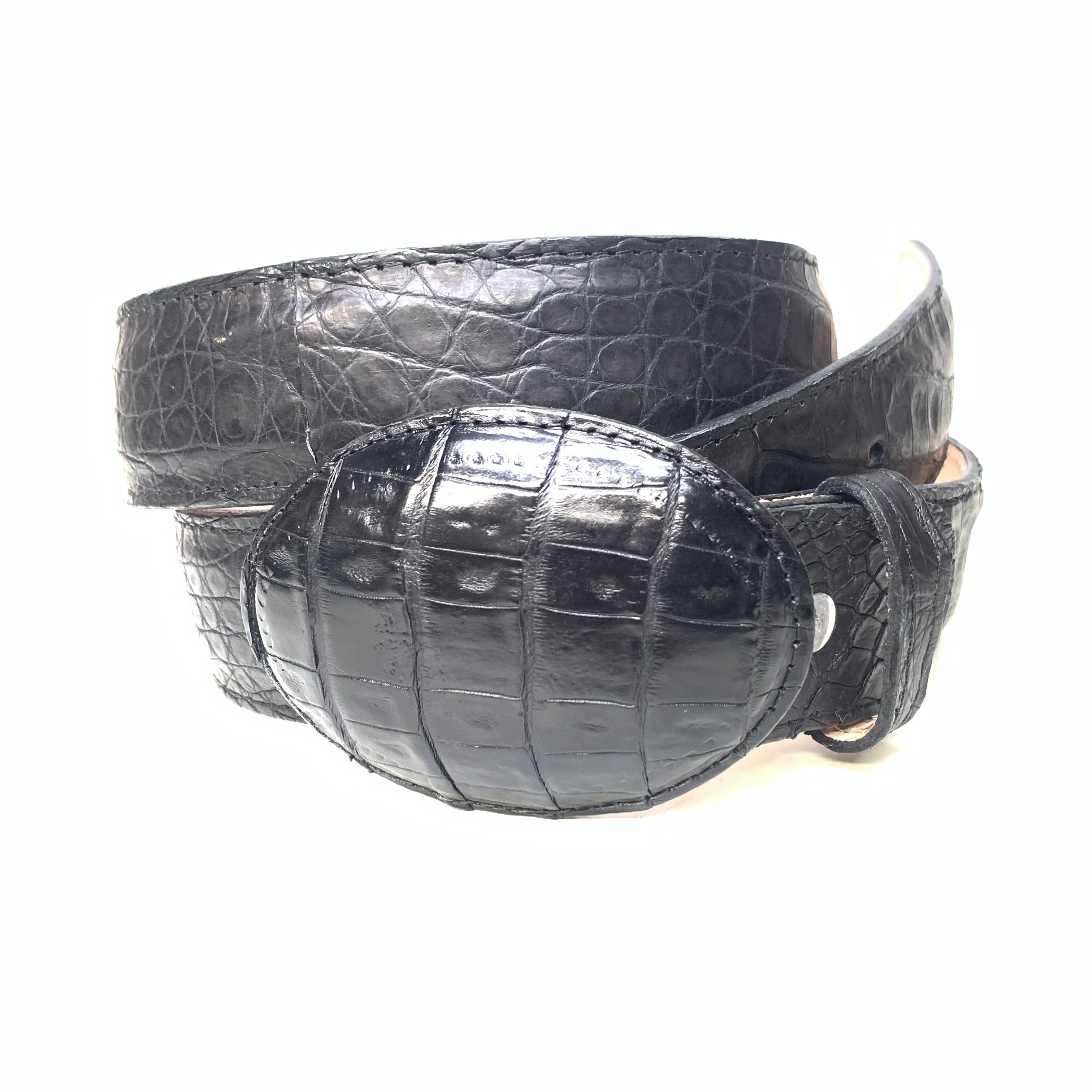 Kashani Black Crocodile Belt - Dudes Boutique