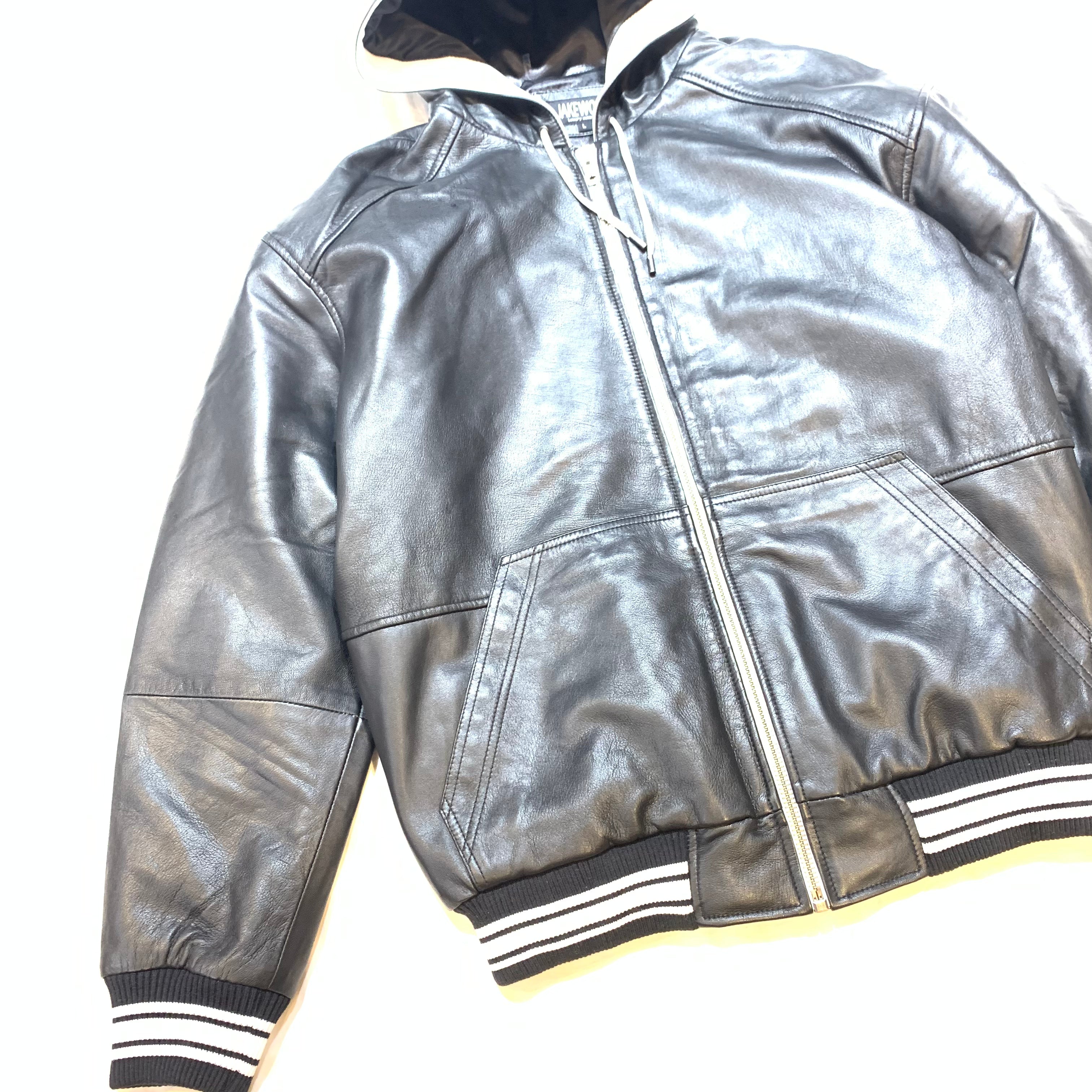 Jakewood Black Lambskin Hooded Bomber Jacket - Dudes Boutique