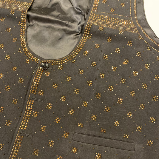 Barocco Men's Black Gold Crystal Dress Vest - Dudes Boutique