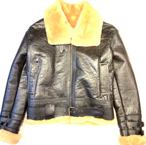 Kashani Black Aviator Flight Shearling Jacket - Dudes Boutique