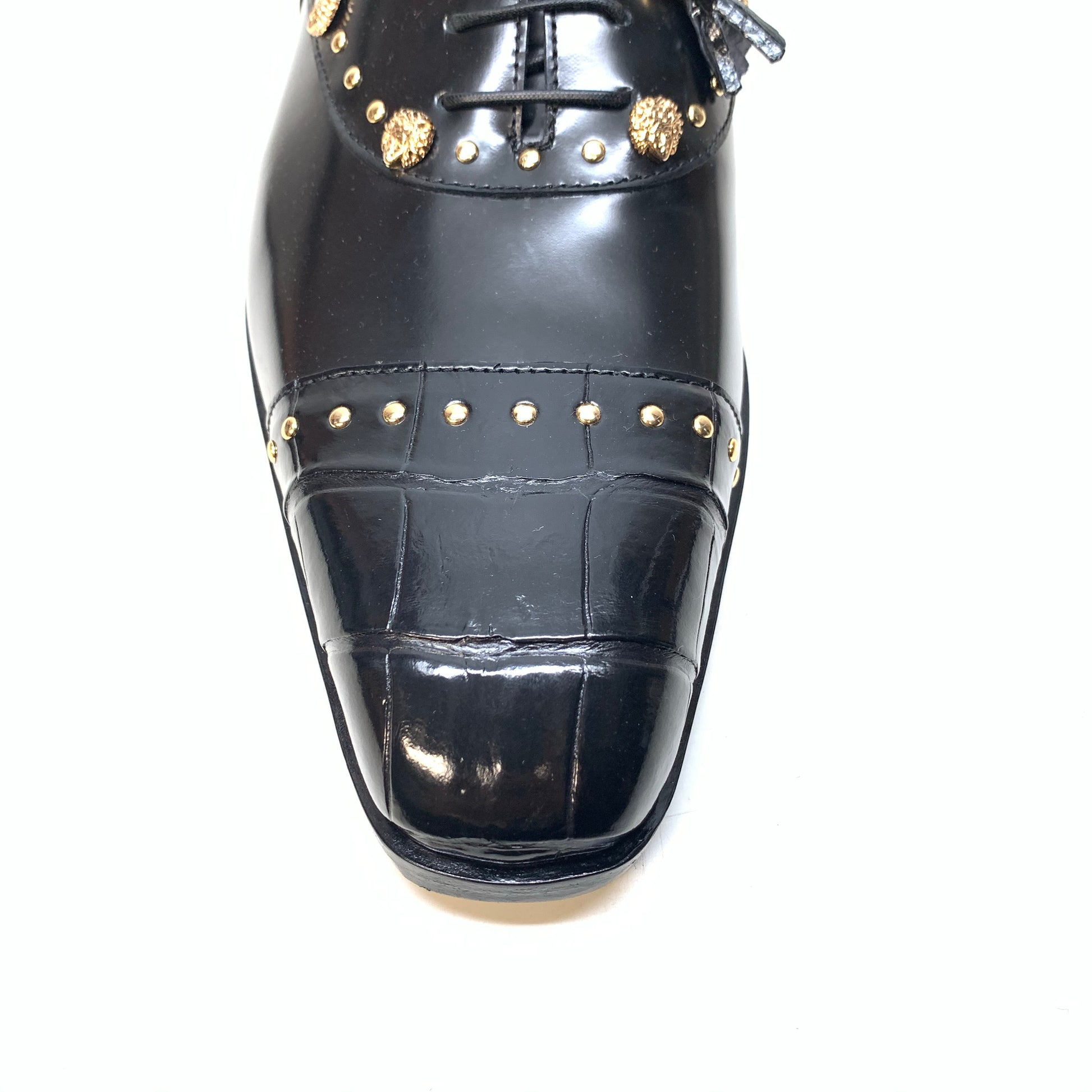 Mauri Men's 4901 "Vegas" Black Alligator Calf Skin Dress Shoes - Dudes Boutique