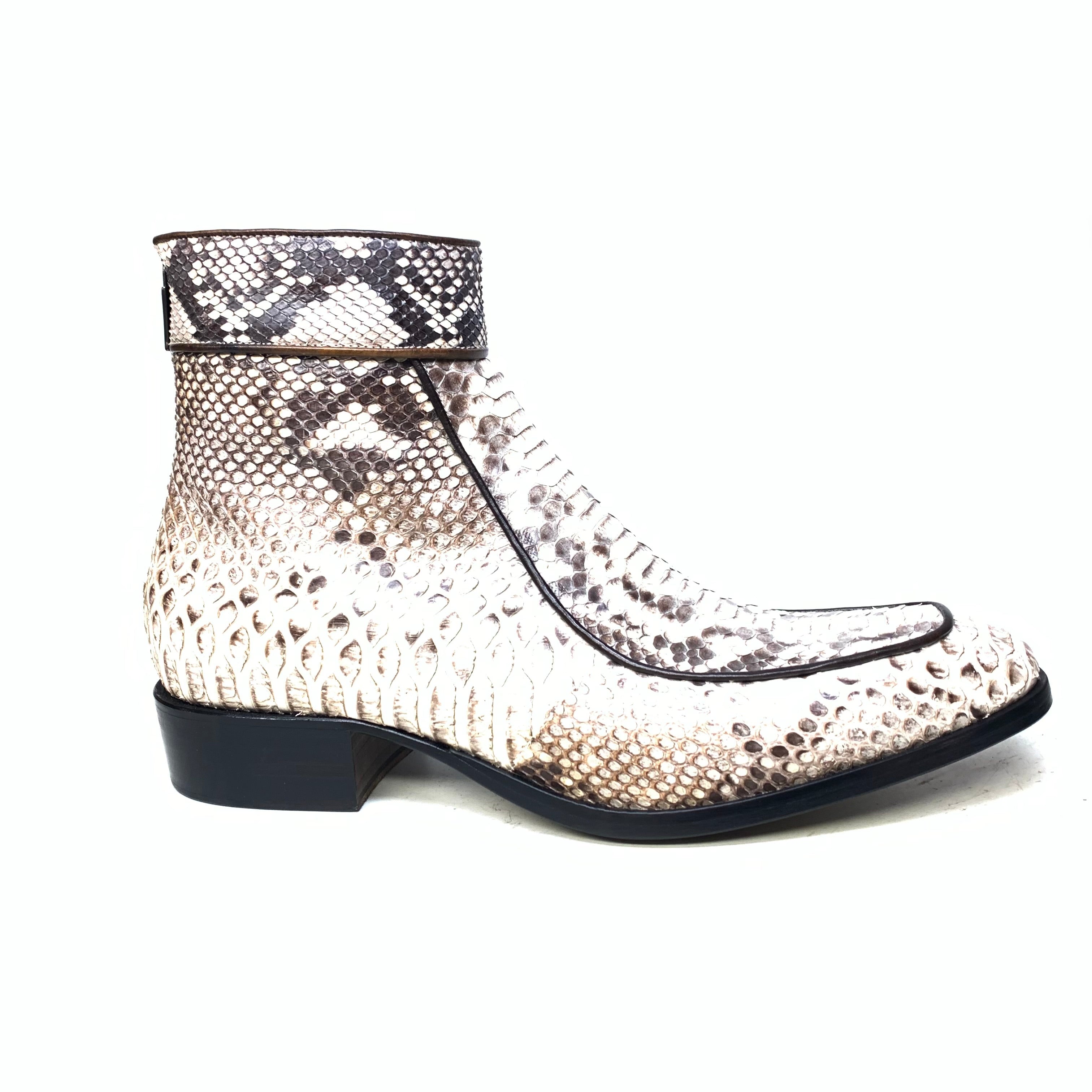 Jo Ghost Natural Python Zipper Ankle Boots - Dudes Boutique