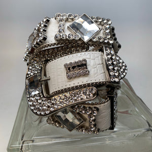 b.b. Simon White Monster Fully Loaded Crystal Belt - Dudes Boutique