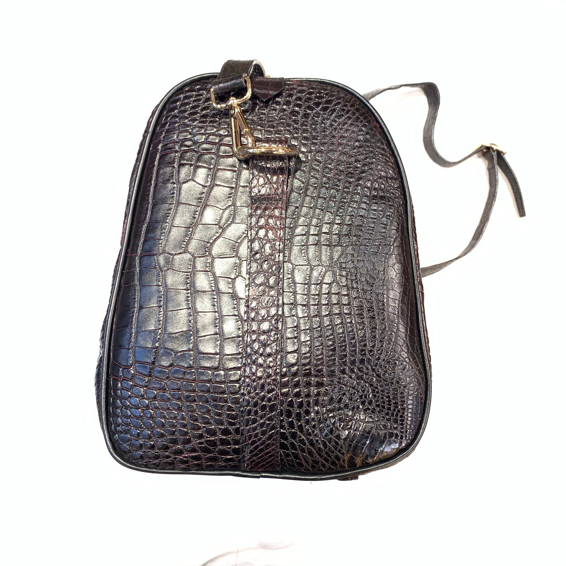Kashani Black Cherry Full Alligator Body Duffle Bag - Dudes Boutique