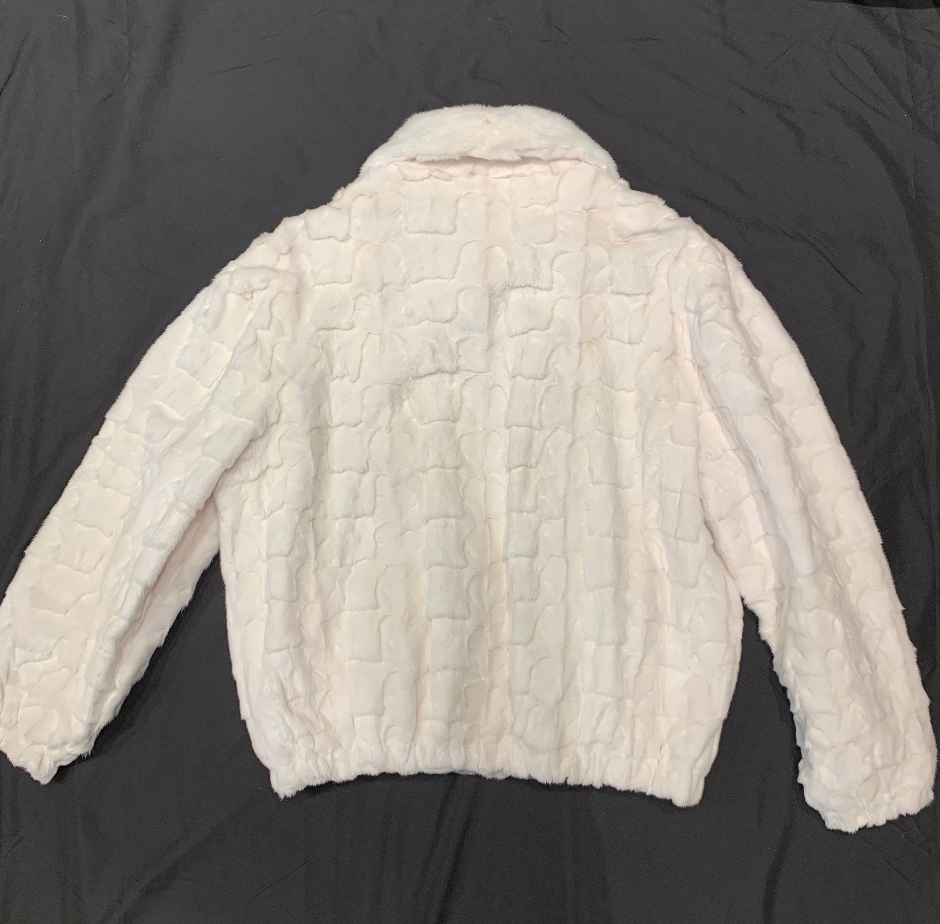 Kashani White Diamond Cut Mink Bomber Jacket - Dudes Boutique