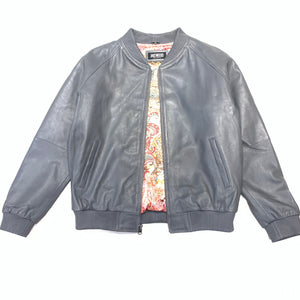 Kashani Grey Naked Lambskin Bomber Jacket - Dudes Boutique