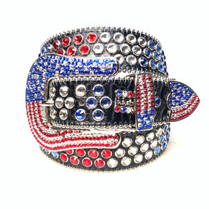 b.b. Simon American Flag Fully Loaded Crystal Belt - Dudes Boutique