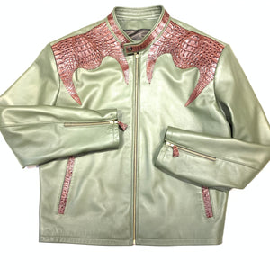 Kashani Olive Chocolate Alligator Bomber Jacket - Dudes Boutique