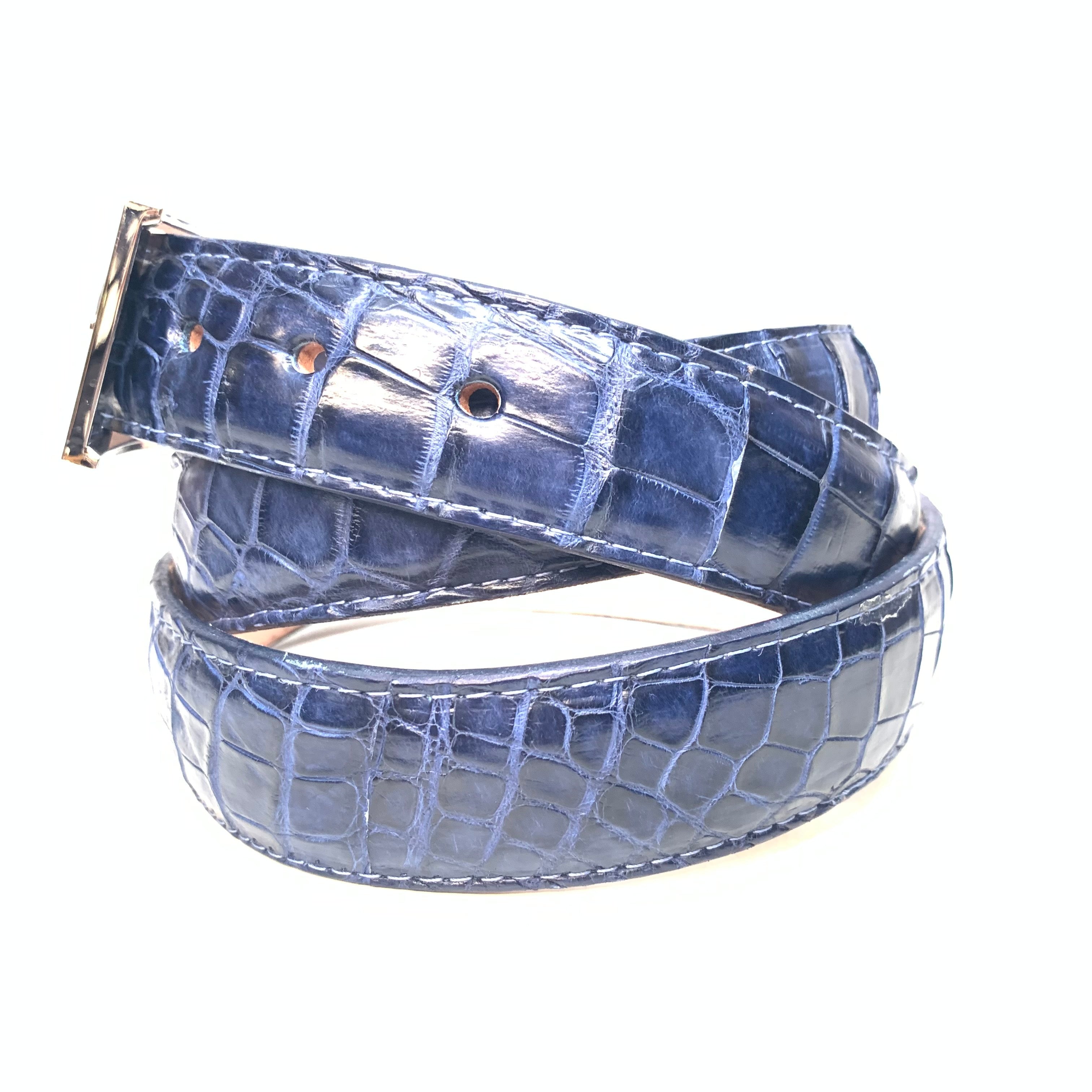 Kashani Navy Alligator Body Belt - Dudes Boutique