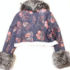 Kashani Ladies Floral Print Fox Fur Shearling Coat - Dudes Boutique