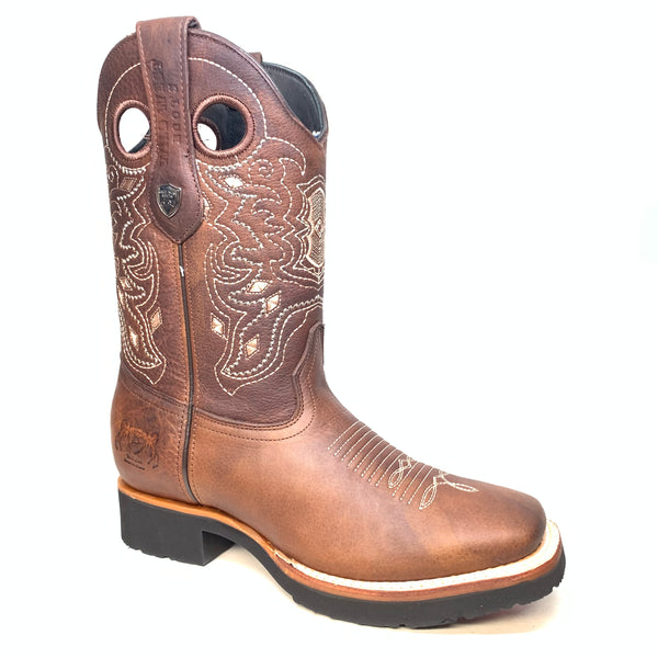 Wild West Boots Walnut Square toe Leather Cowboy Boots - Dudes Boutique
