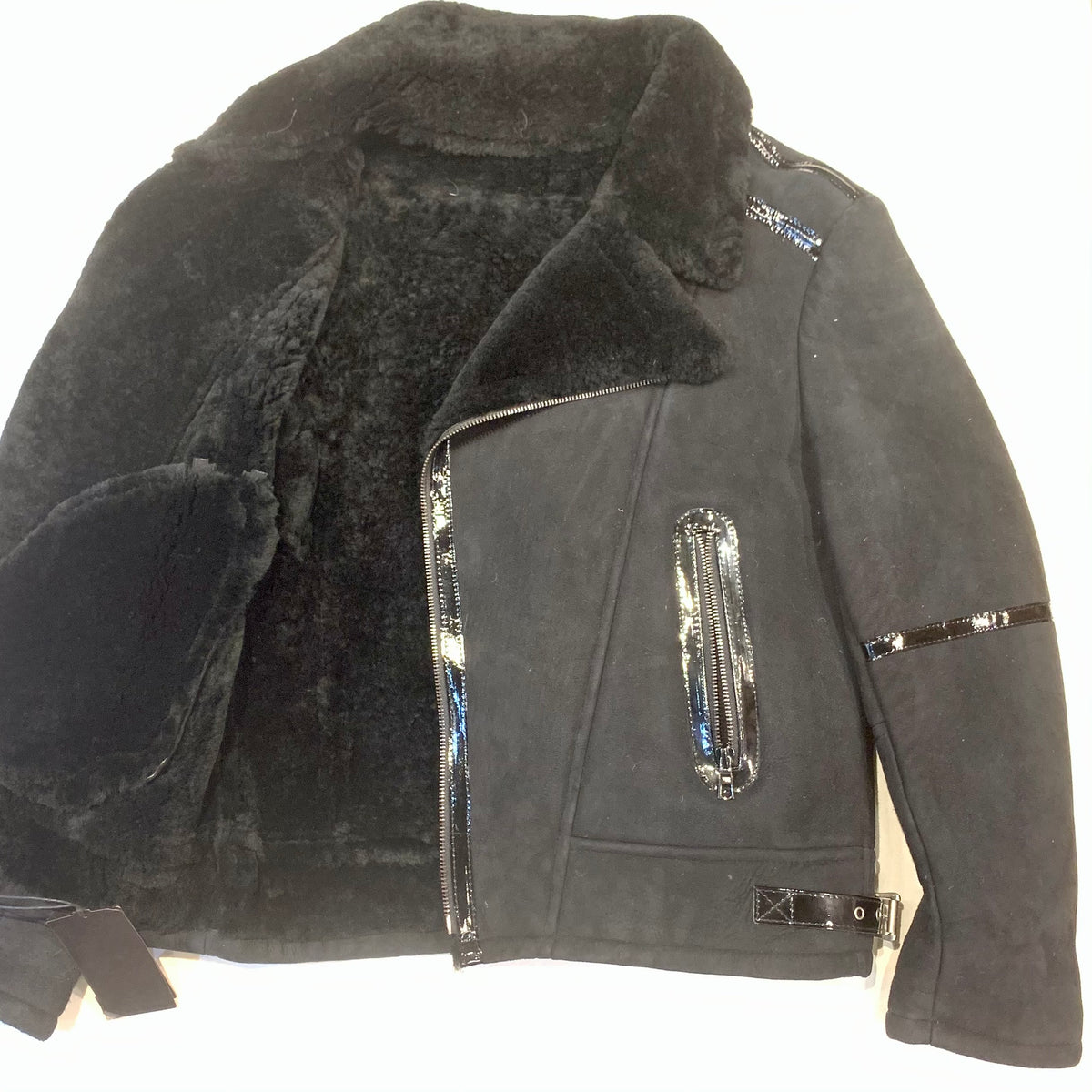 Kashani Black Suede Shearling Biker Jacket - Dudes Boutique