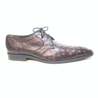 Los Altos Black & Cherry Ostrich Quill Lace Up Dress Shoes - Dudes Boutique