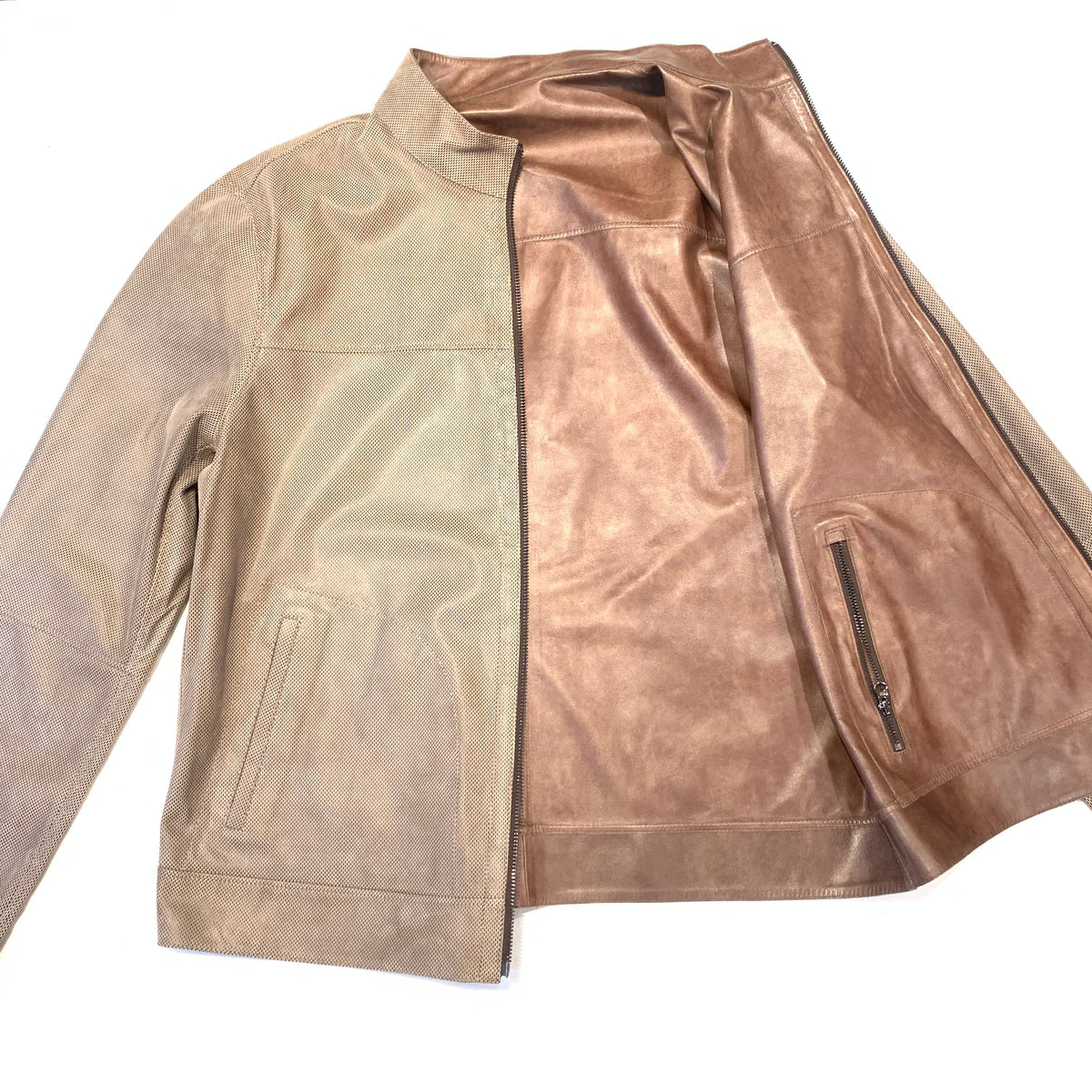 Barya NewYork Vizon Brown Reversible Lambskin Button Shirt - Dudes Boutique