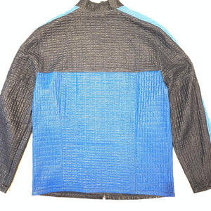 Barya NewYork Blue 3-tone Perforated Lambskin Jacket - Dudes Boutique