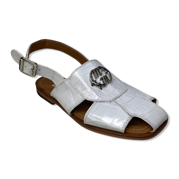 Mauri 5071 White Baby Crocodile Sandals - Dudes Boutique