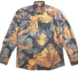 Vassari Men's Bronze Black Floral Button Up Shirt - Dudes Boutique