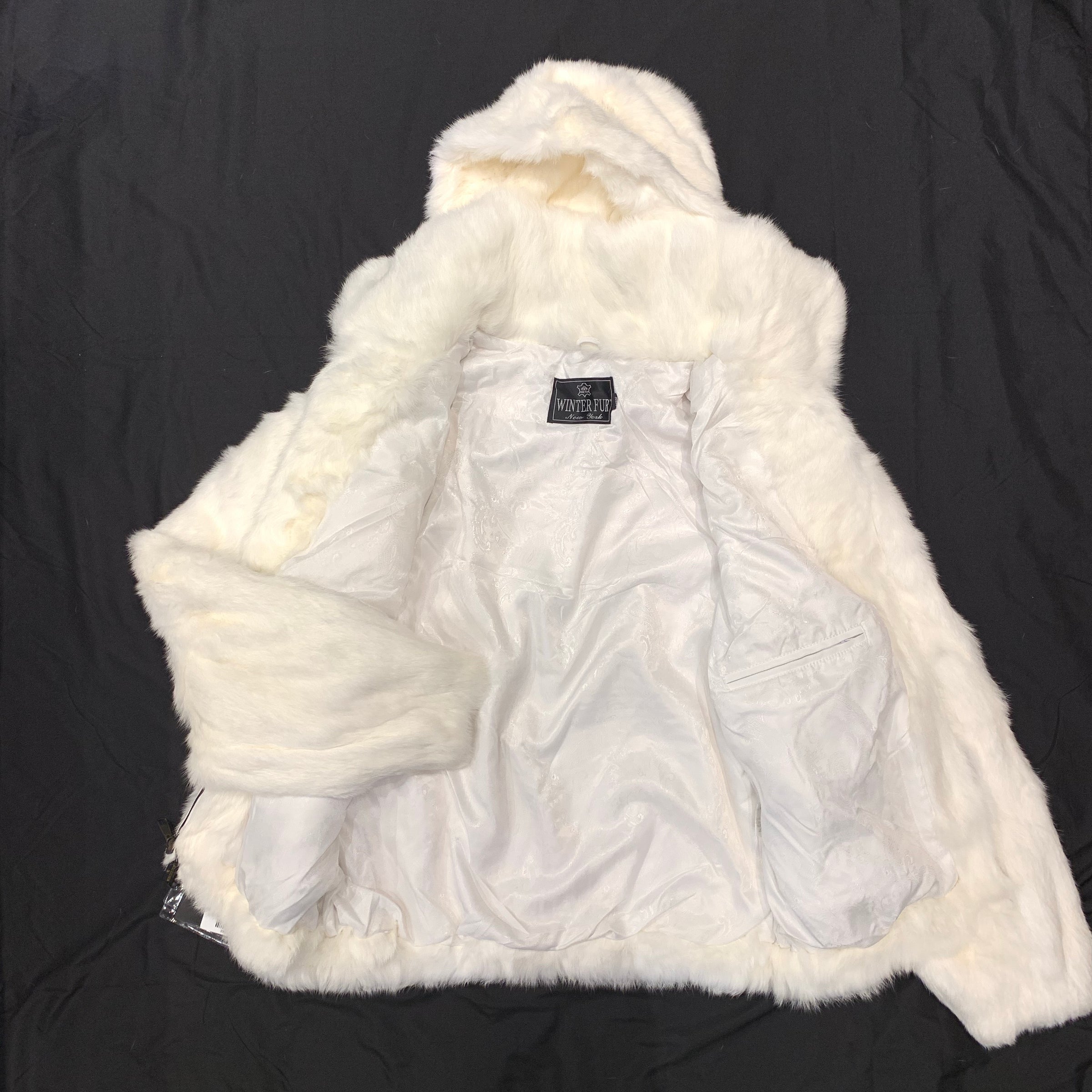 Kashani White Rabbit Fur Hooded Bomber Jacket – Dudes Boutique