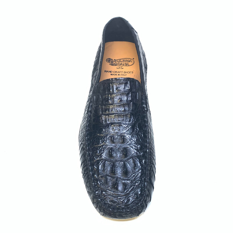 Calzoleria Toscana Black Hornback Crocodile Loafers - Dudes Boutique