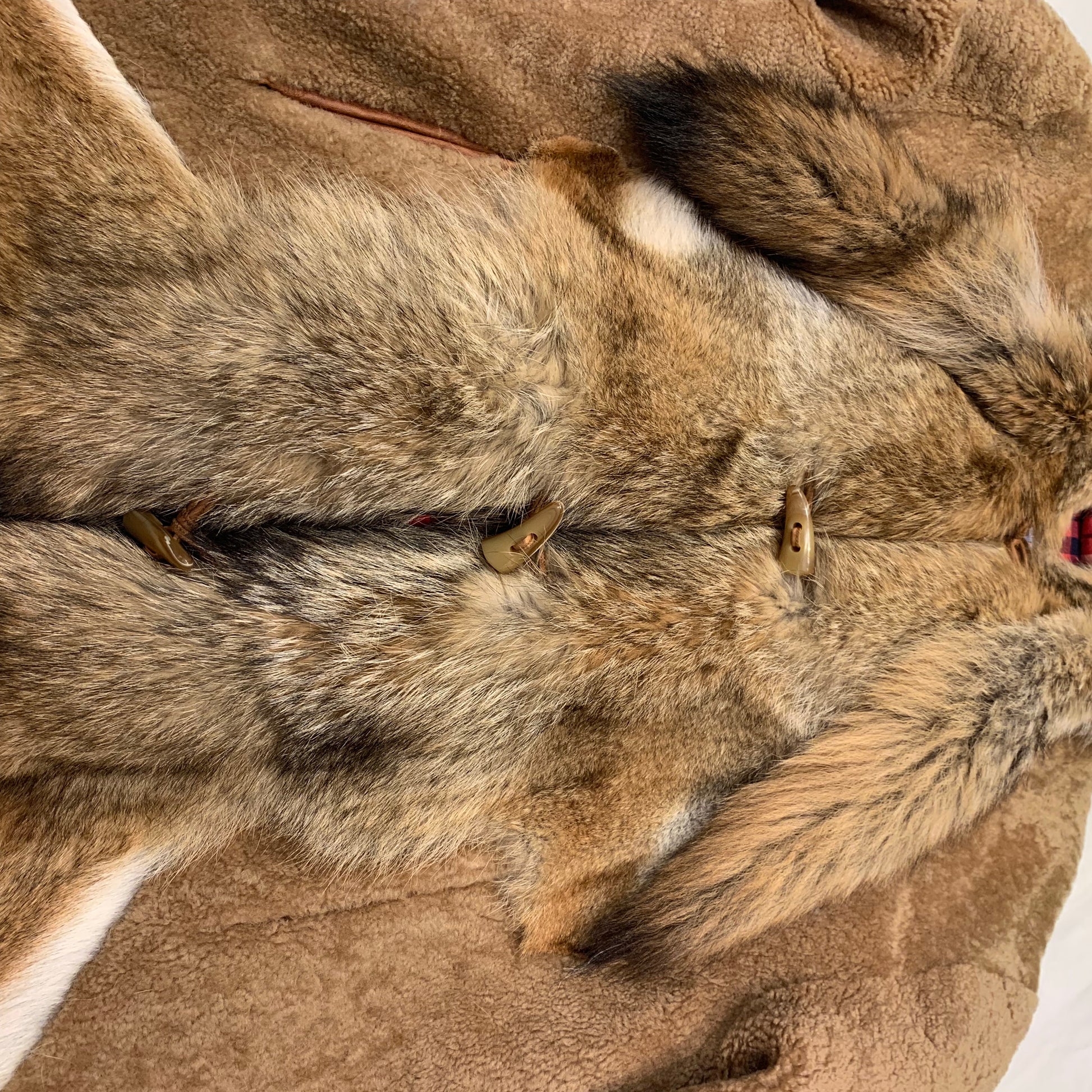 Kashani Natural Coyote Tail Hooded Mouton Shearling - Dudes Boutique