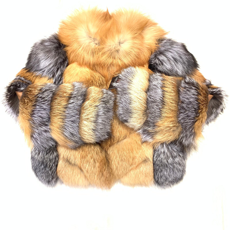 Volare Ladies Two Tone Full Fox Fur Coat - Dudes Boutique